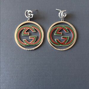 GG Gold and Green Red Fashion Earrings